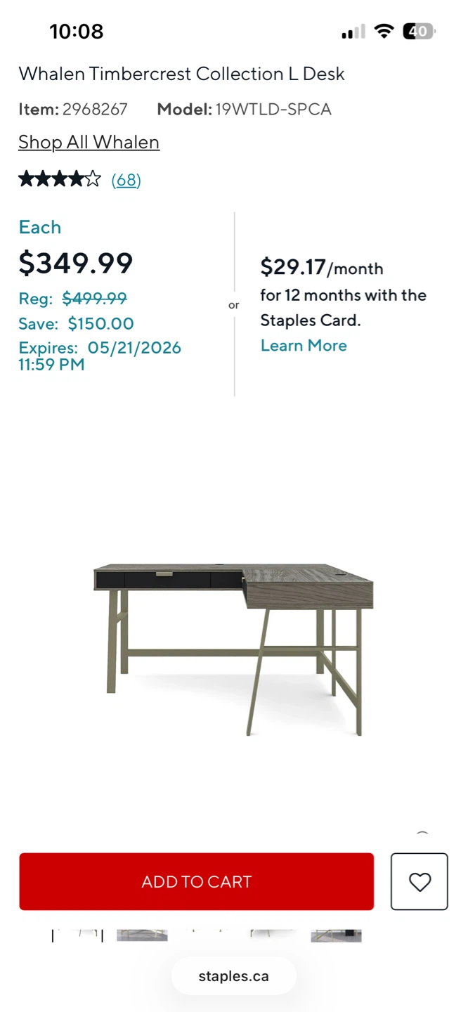 Whalen Timbercrest L-Shaped Desk - photo 2