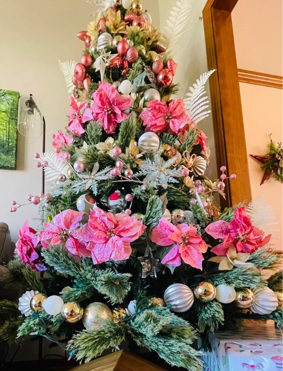 Rose Gold Christmas Ornaments & Poinsettia Garland Set - photo 3