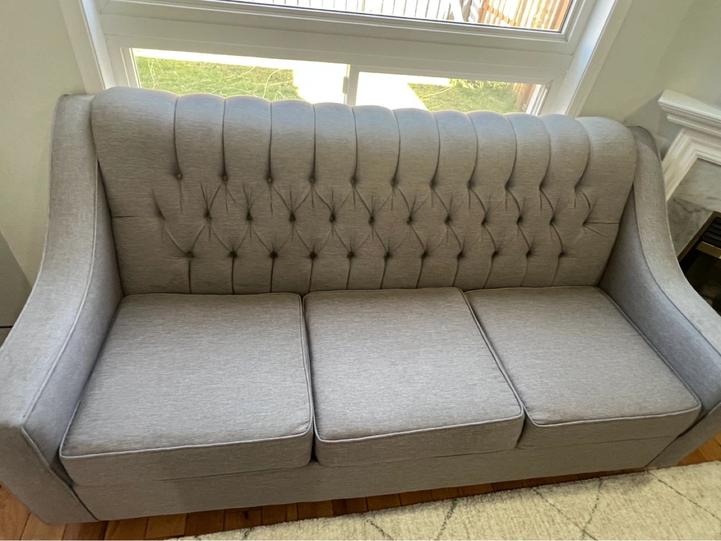 Grey Tufted Loveseat and Sofa - photo 4