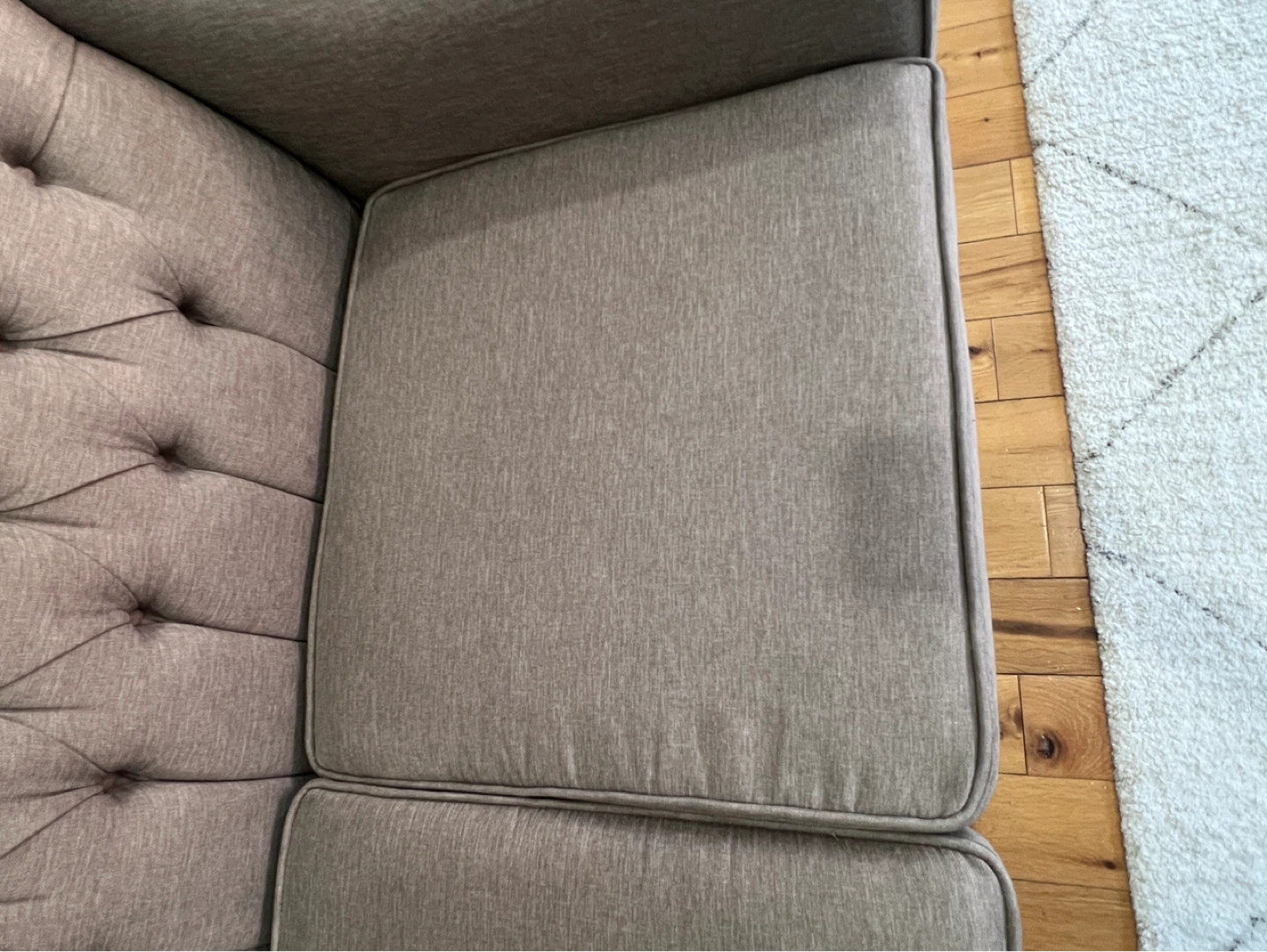 Grey Tufted Loveseat and Sofa