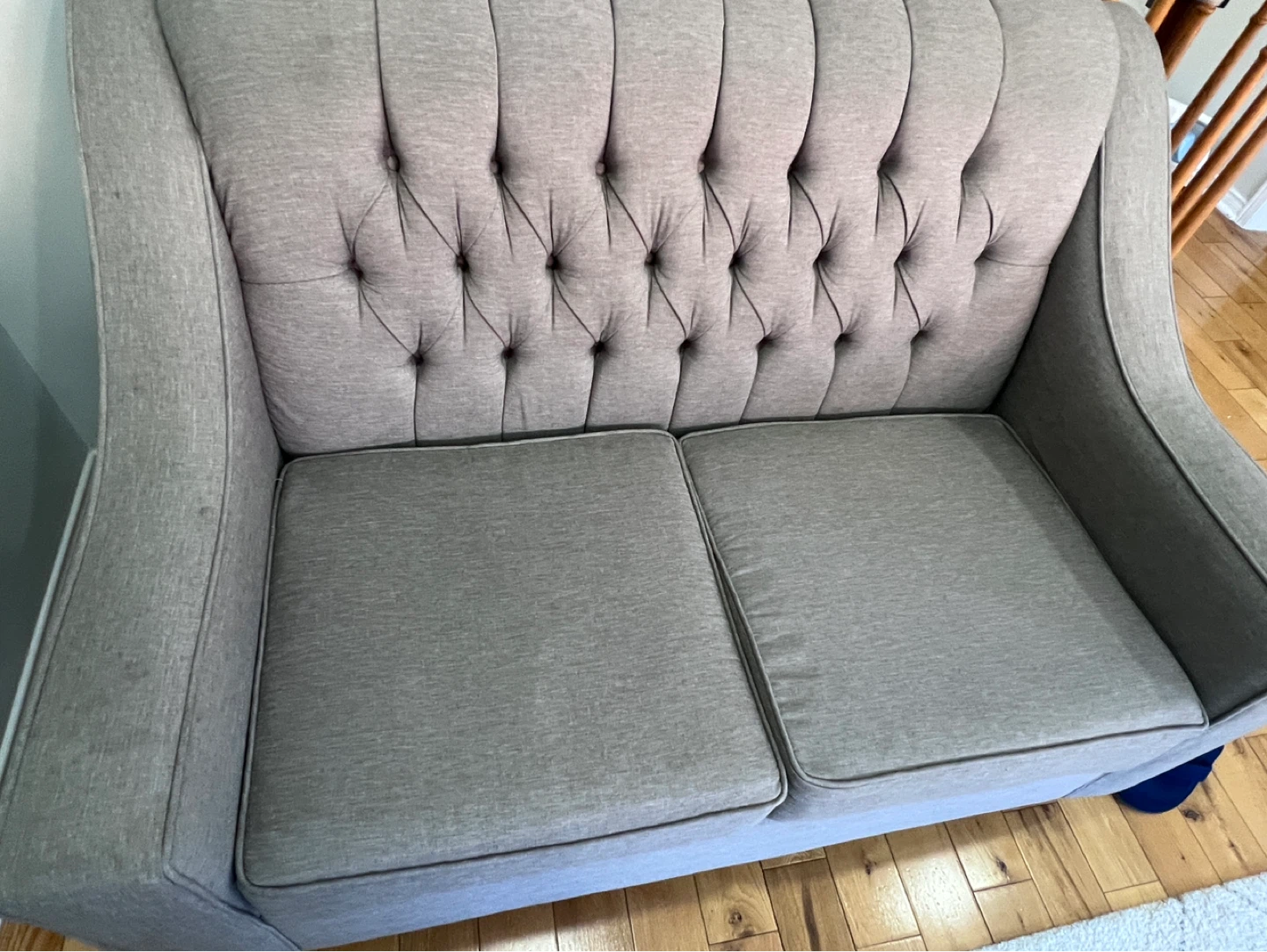Grey Tufted Loveseat and Sofa - photo 3
