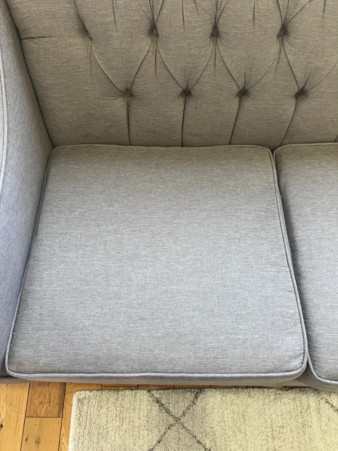 Grey Tufted Loveseat and Sofa - photo 5