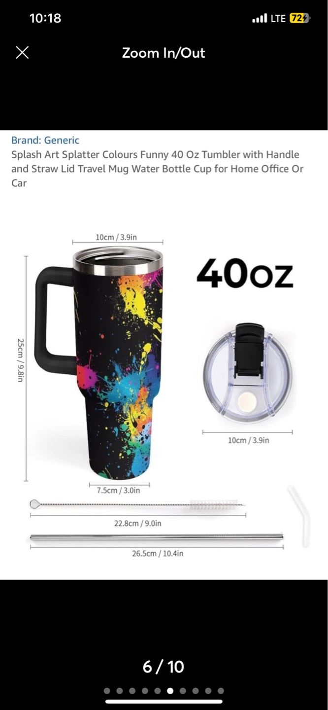 Splash 40 oz Tumbler with Handle and Straw