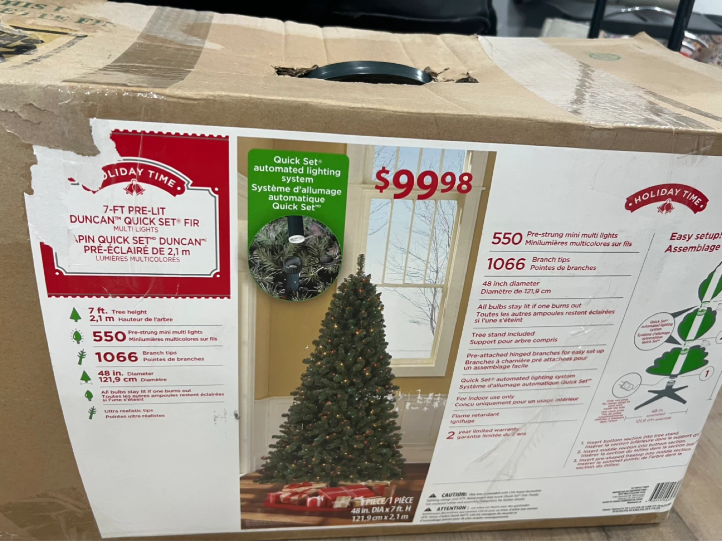 Holiday Time 7-FT Pre-Lit Duncan Quick Set Fir Tree