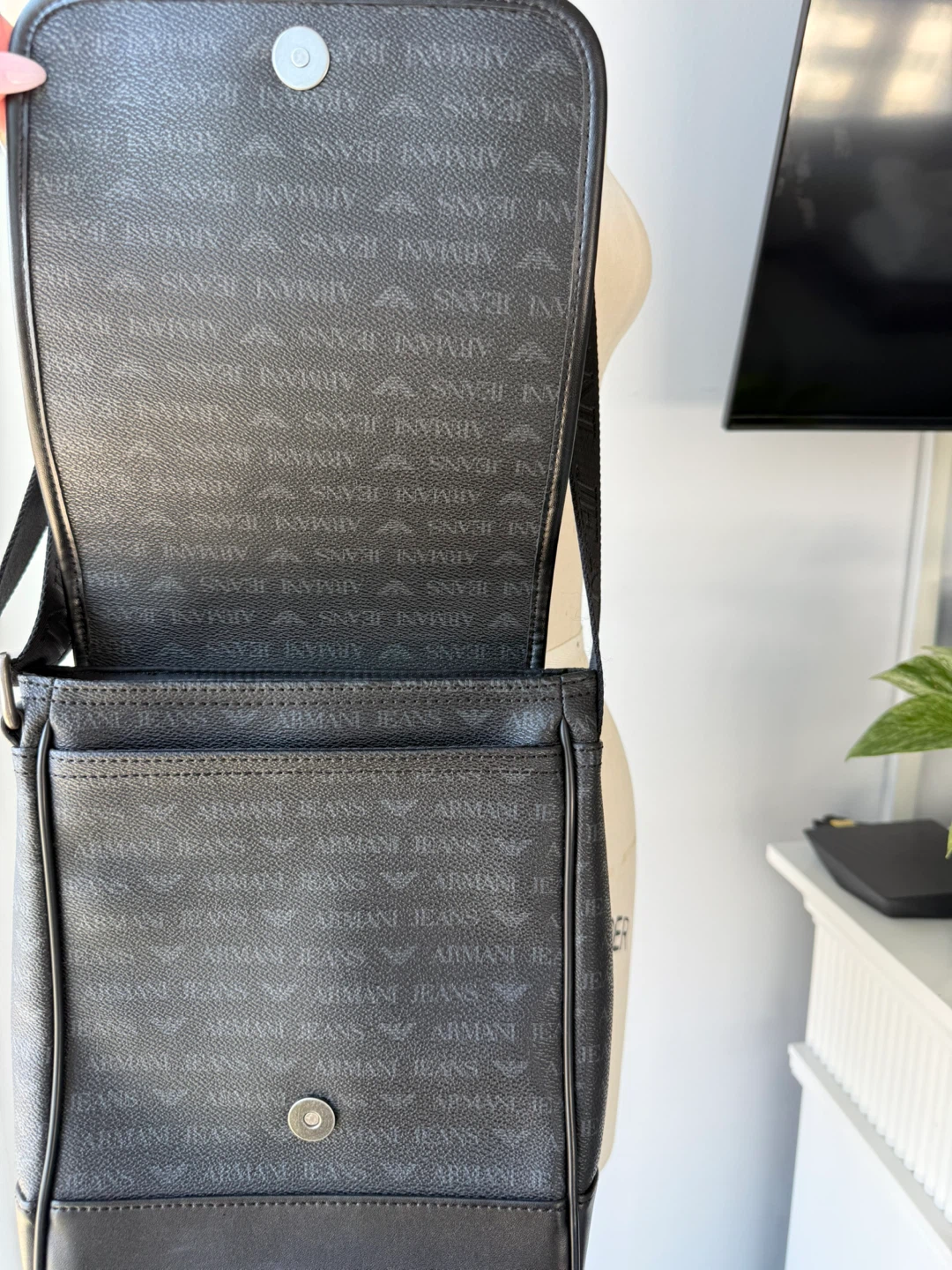 Armani Black Monogram Messenger crossbody Bag - photo 3