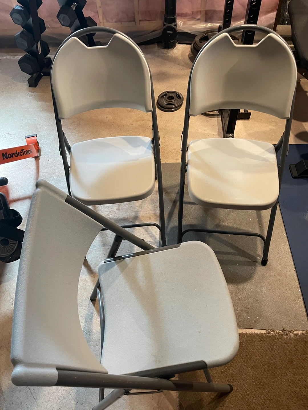 Set of 3 Grey Folding Chairs