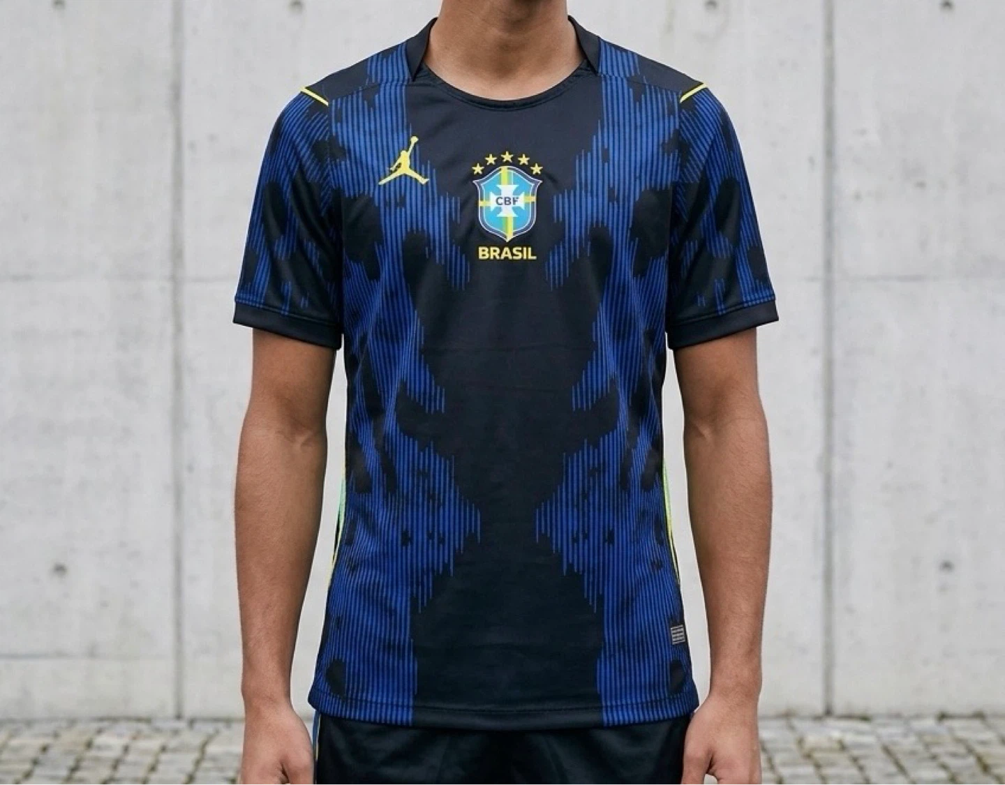 Team Brazil Soccer Jersey Black Blue Mens Large