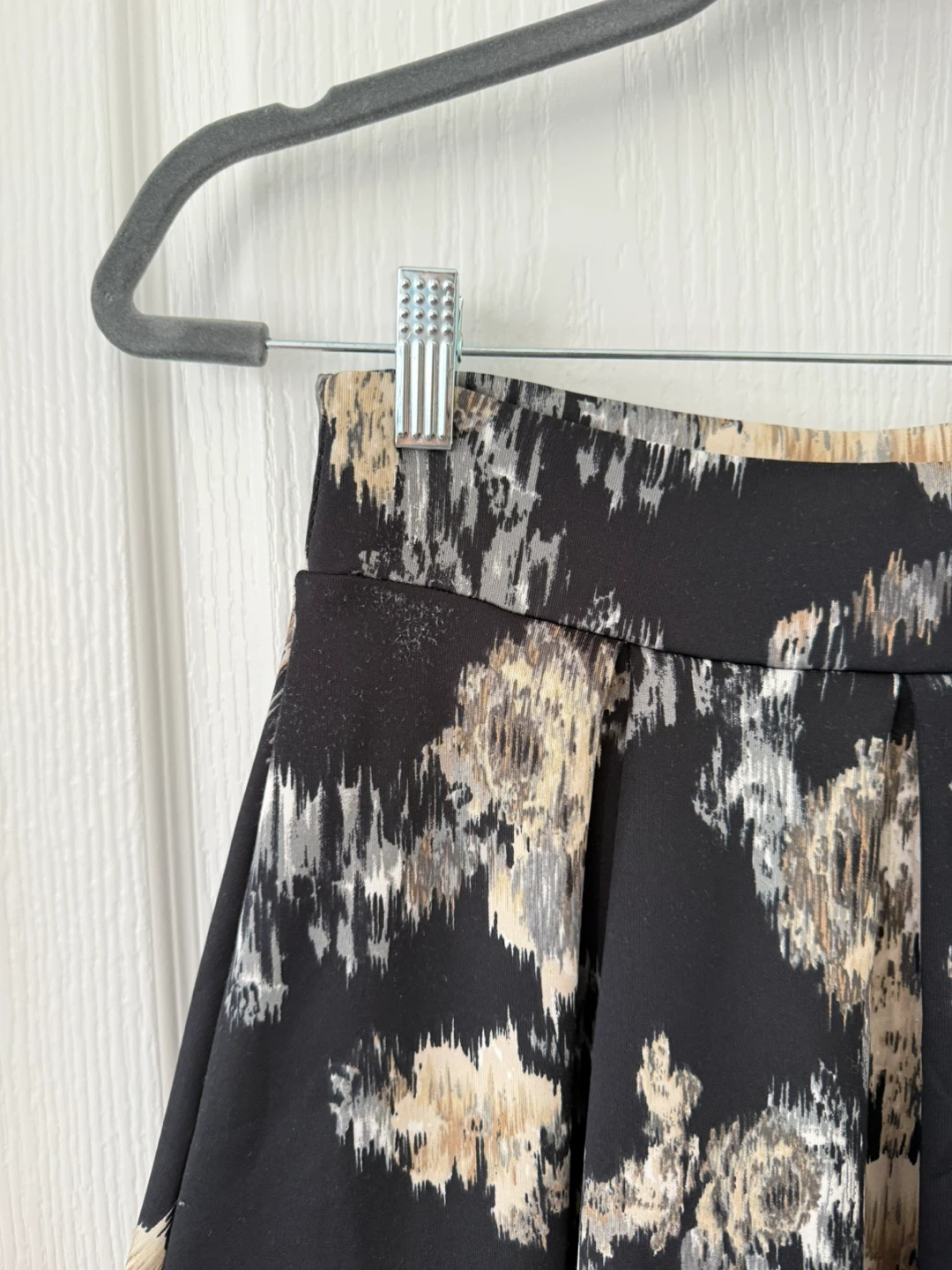 Black Patterned Knee Length Skirt - photo 4