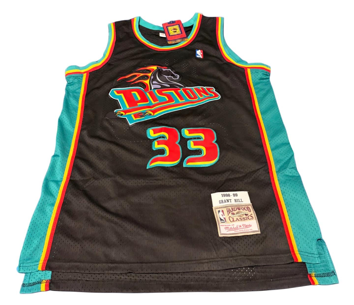 Grant Hill Pistons Black Teal Jersey Mens Large NBA 90s NEW - photo 2