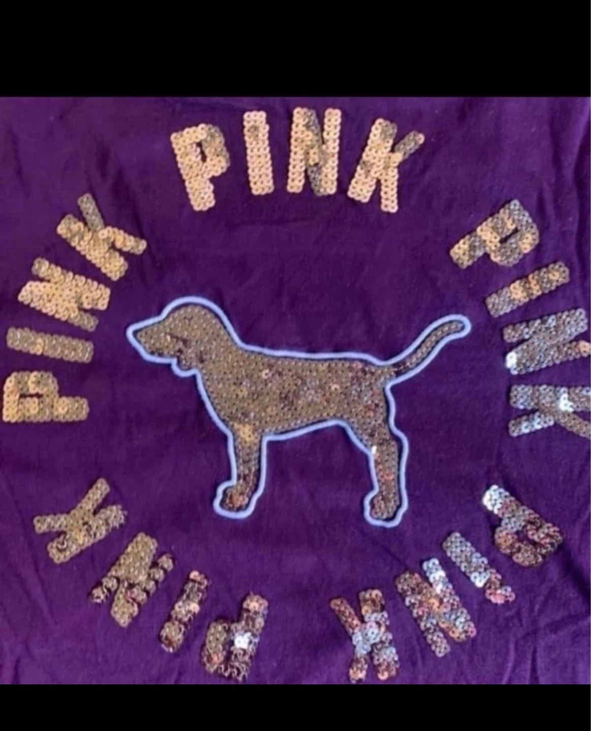 Victoria's Secret PINK Vintage Cutout V-Neck T-Shirt Sequins Dog - photo 2