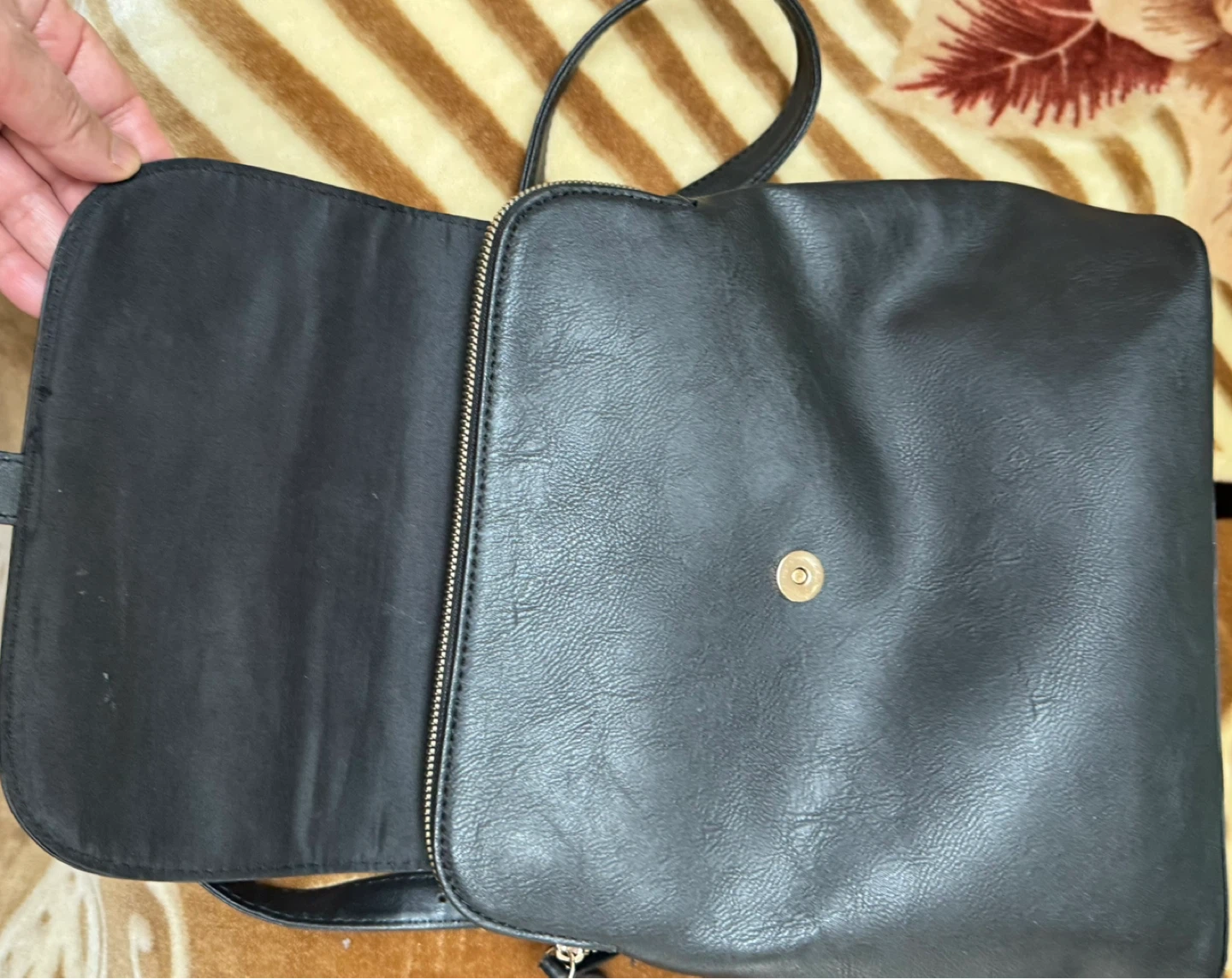 Black Faux Leather Backpack