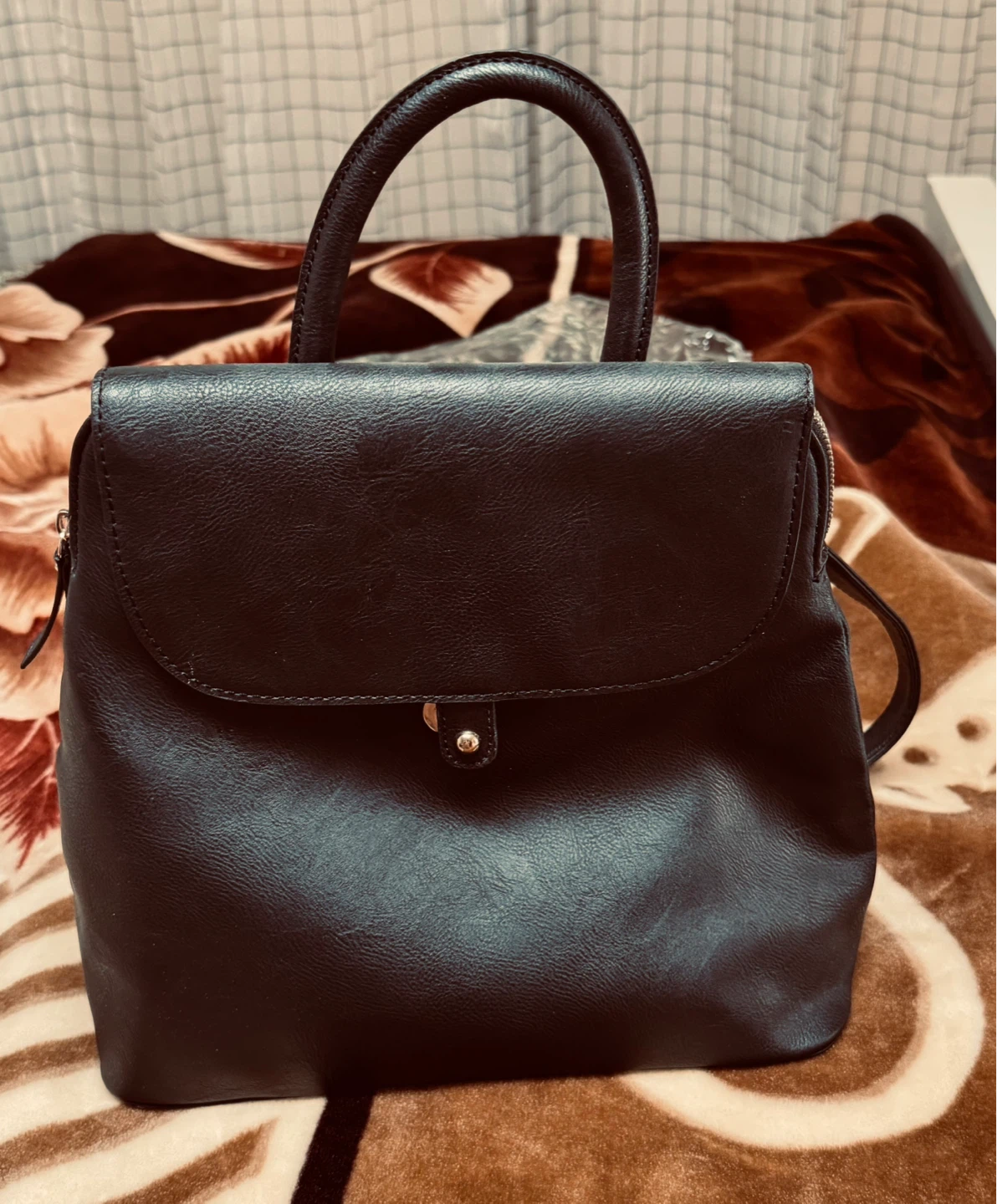 Black Faux Leather Backpack - photo 2