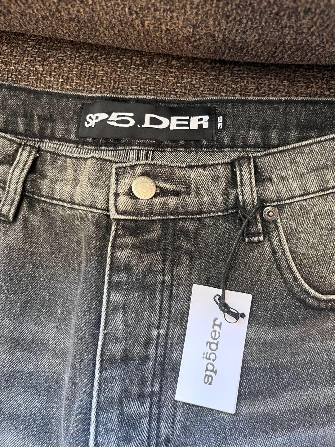 Sp5der Web Stone Denim Shorts Size 36 - photo 4