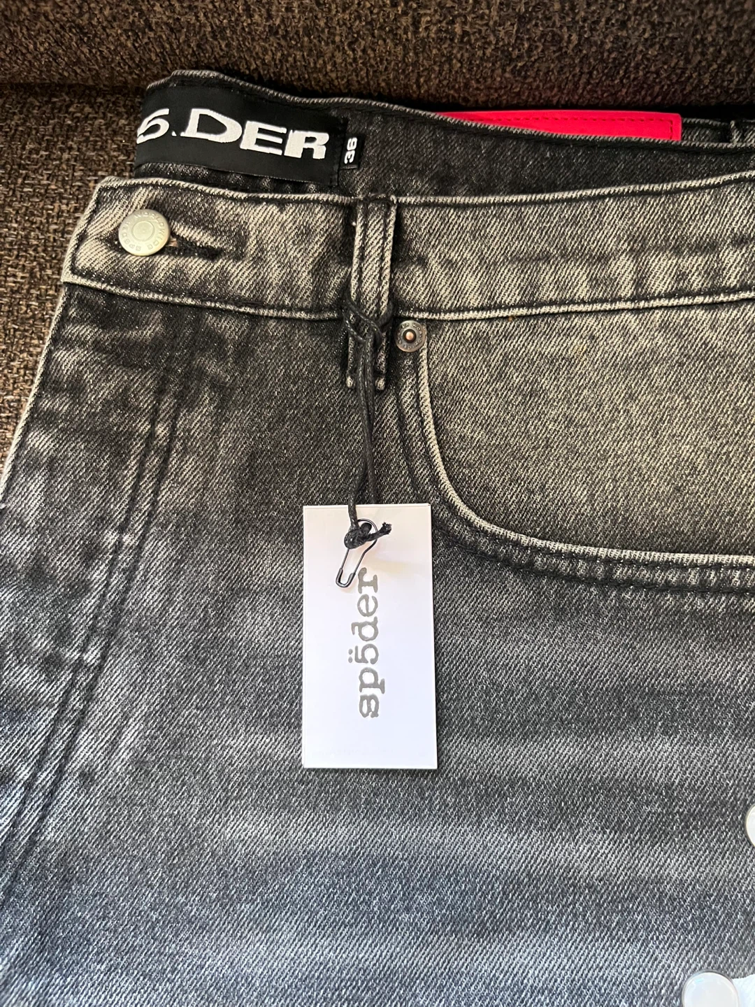Sp5der Web Stone Denim Shorts Size 36 - photo 3