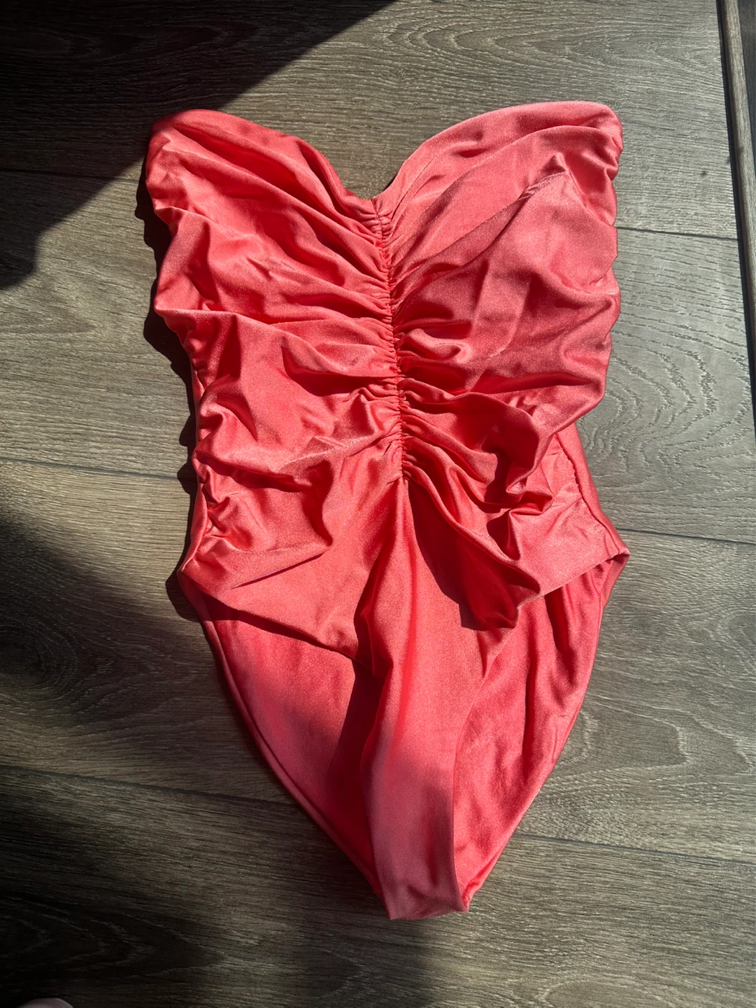 Jade Swim Strapless Ruched Swimsuit - Coral - Small