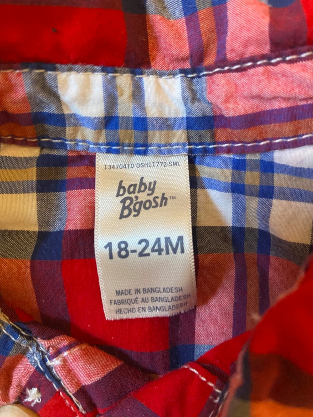 Baby OshKosh B'gosh Plaid Button-Up Bodysuit 18-24M - photo 2