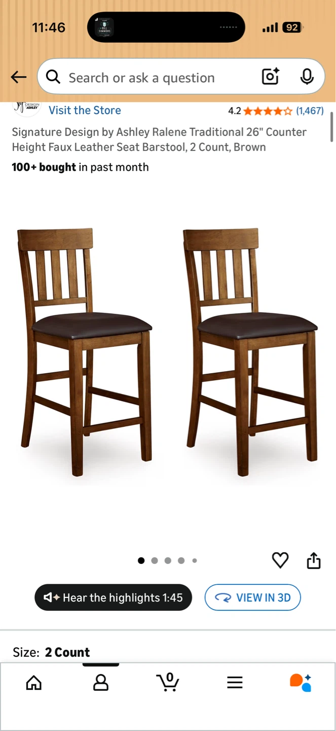 Set of Ashley furniture dining chairs (2) and counter chairs (2) - photo 2