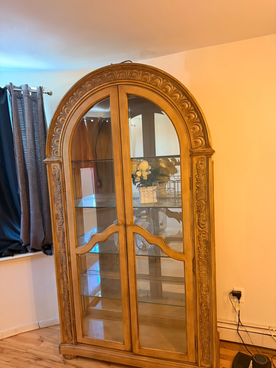 Vintage Display Cabinet with Glass Shelves