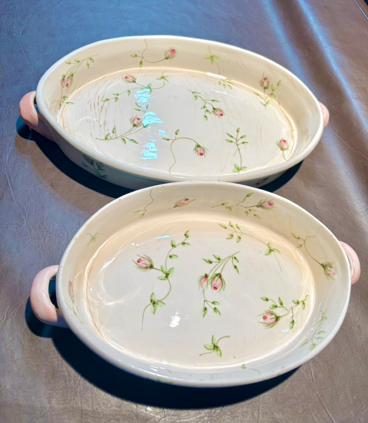 2 Ceramic Oval Baking Casserole Dishes