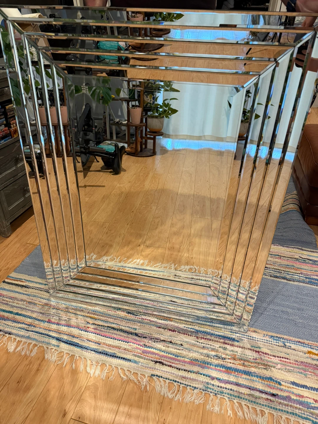 Uttermost Large Modern Mirrored Wall Mirror 32” Geometric