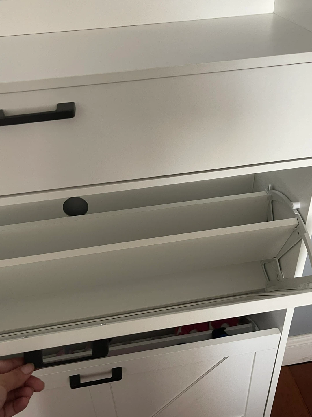 White Shoe Storage Cabinet, Storage and Shoe Flip Drawers - photo 3