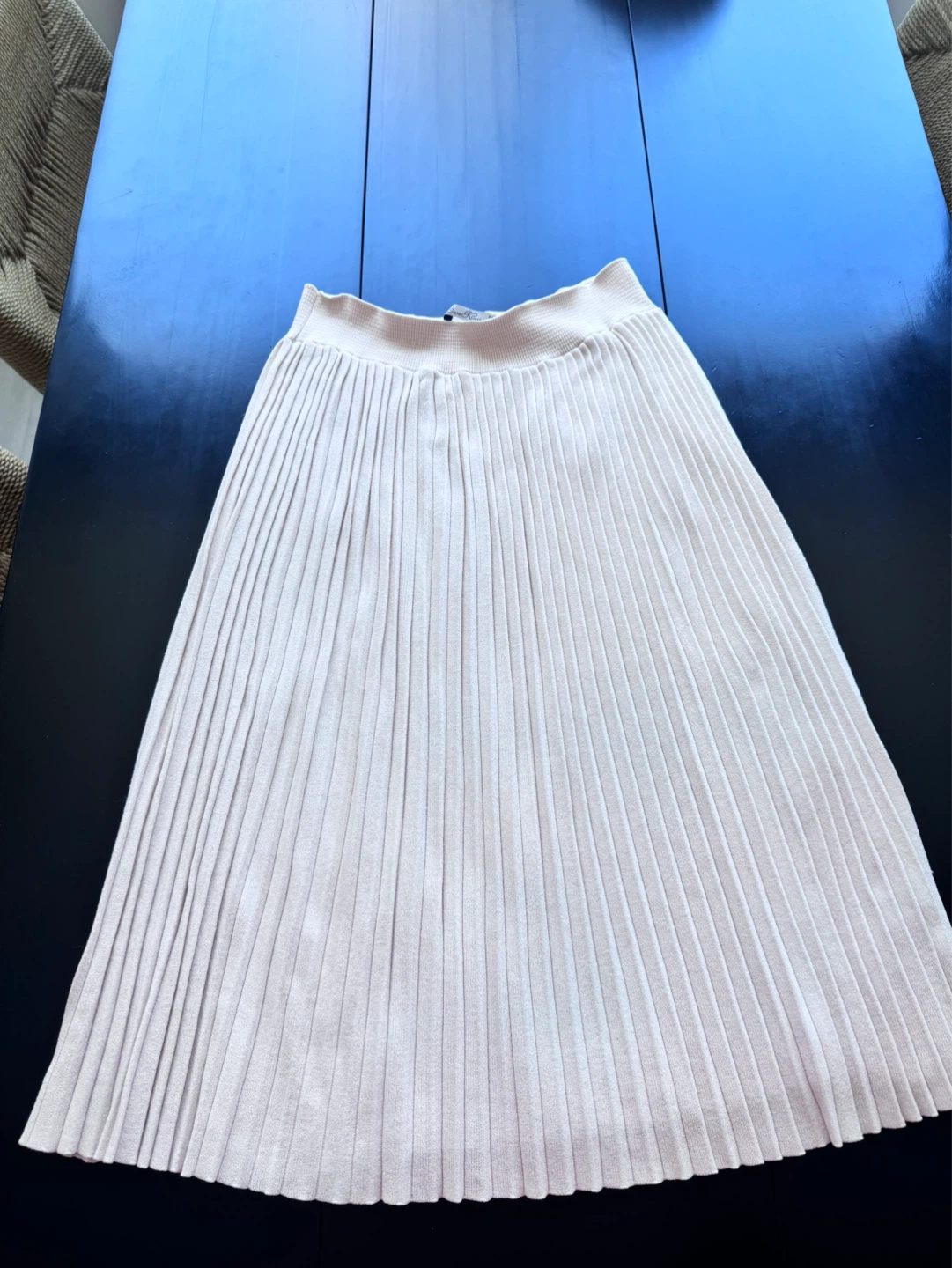 Zara Knit Pleated Midi Skirt - Size M - Beige