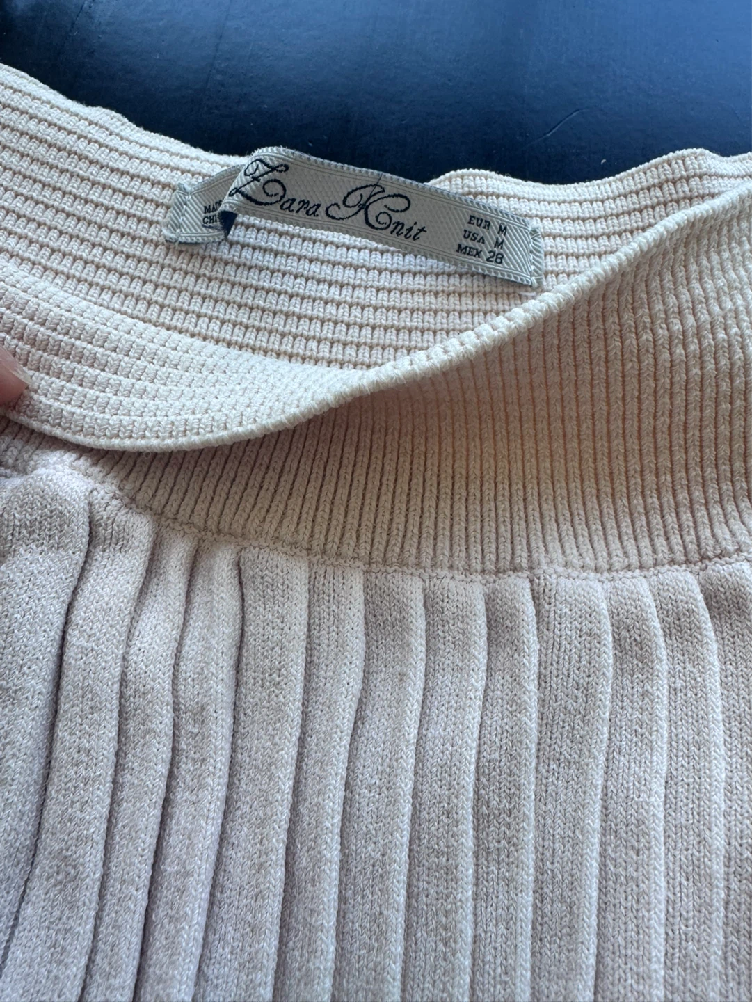 Zara Knit Pleated Midi Skirt - Size M - Beige - photo 2