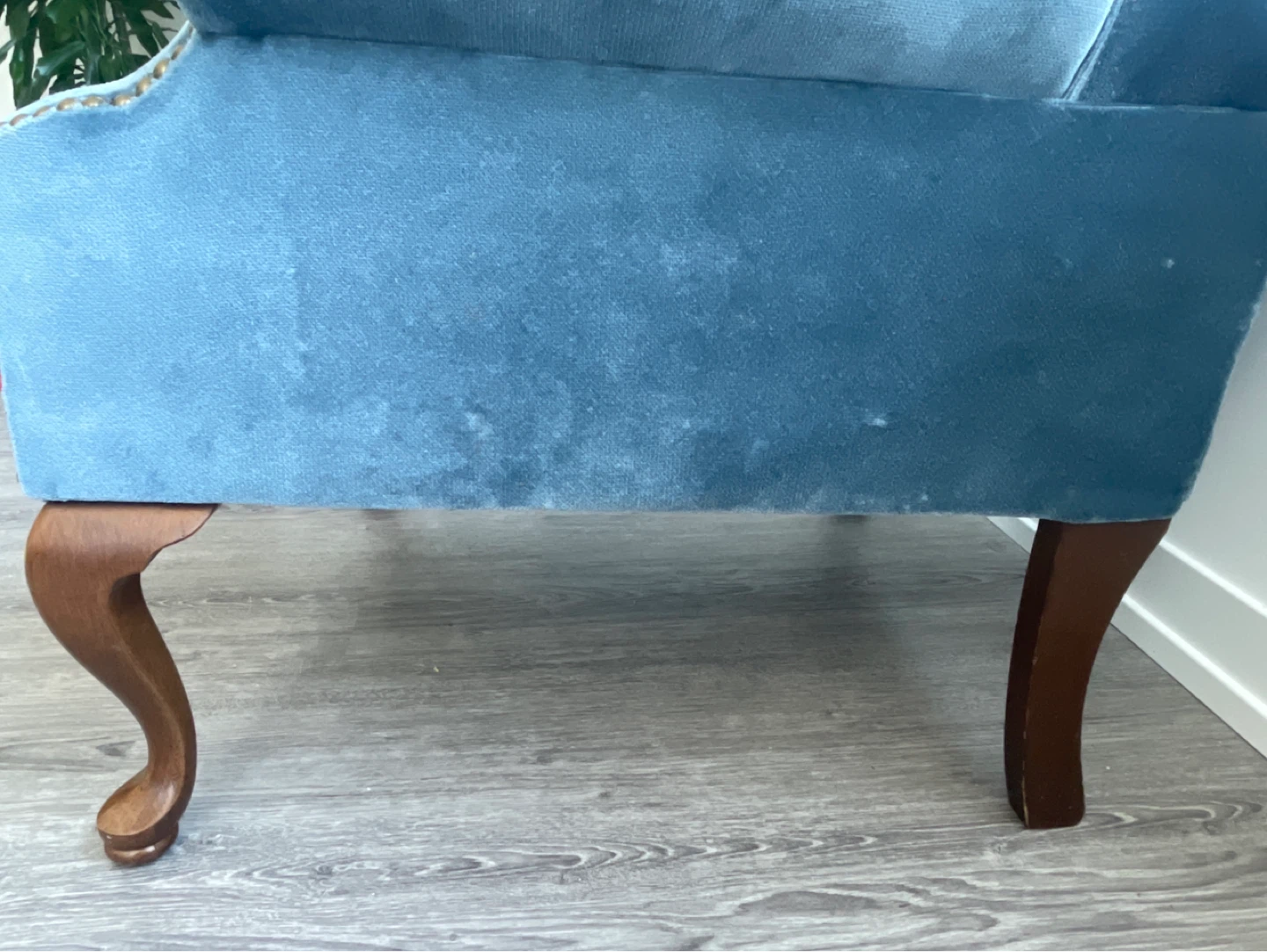 Blue Velvet Tufted Wingback Armchair