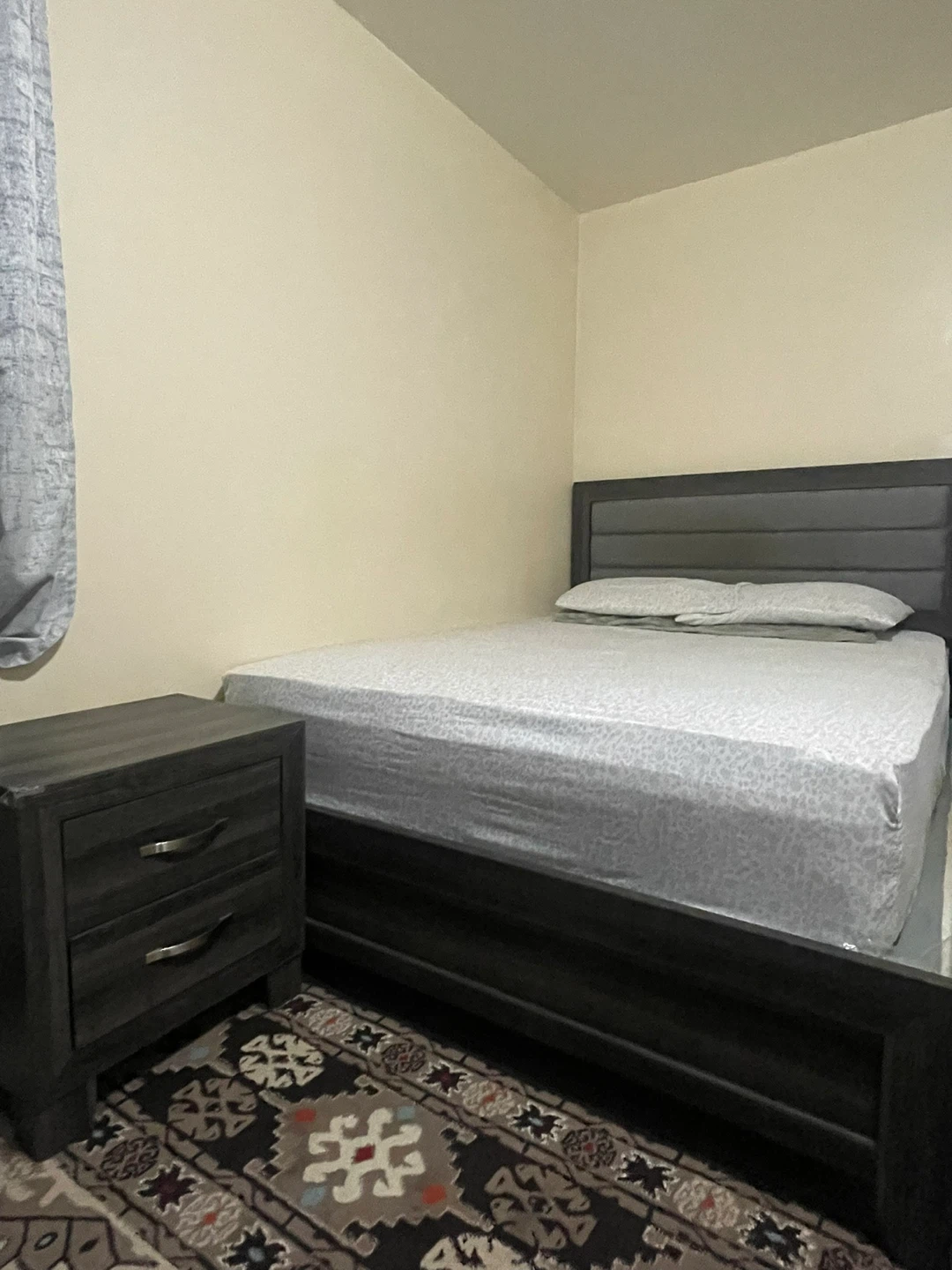Dark Wood Queen Bed Frame with Queen Size Mattress - photo 2