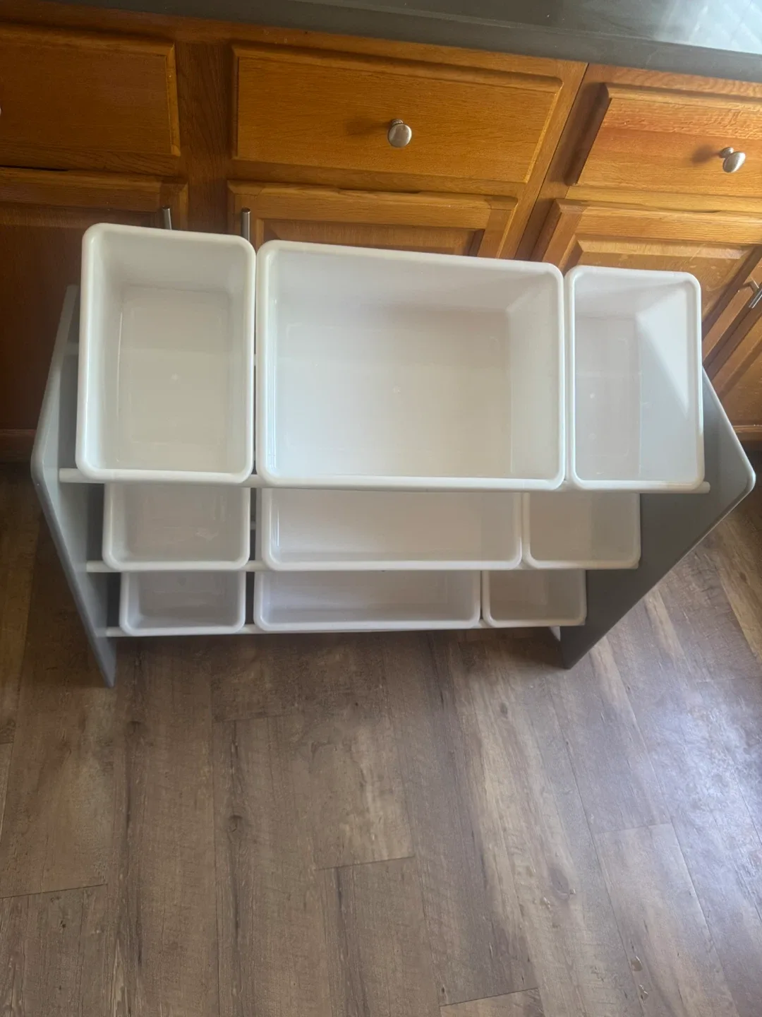 Delta Toy Organizer with 9 Bins (Grey & White)