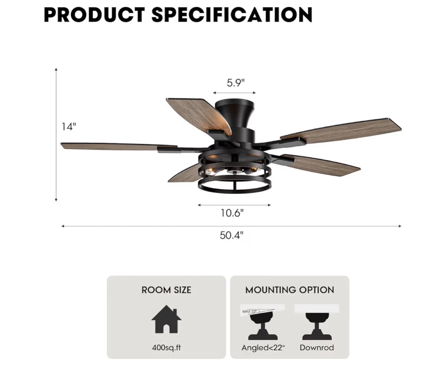 46 Inch Flush Mount Ceiling Fan with Lights & Remote 4F6 - photo 2