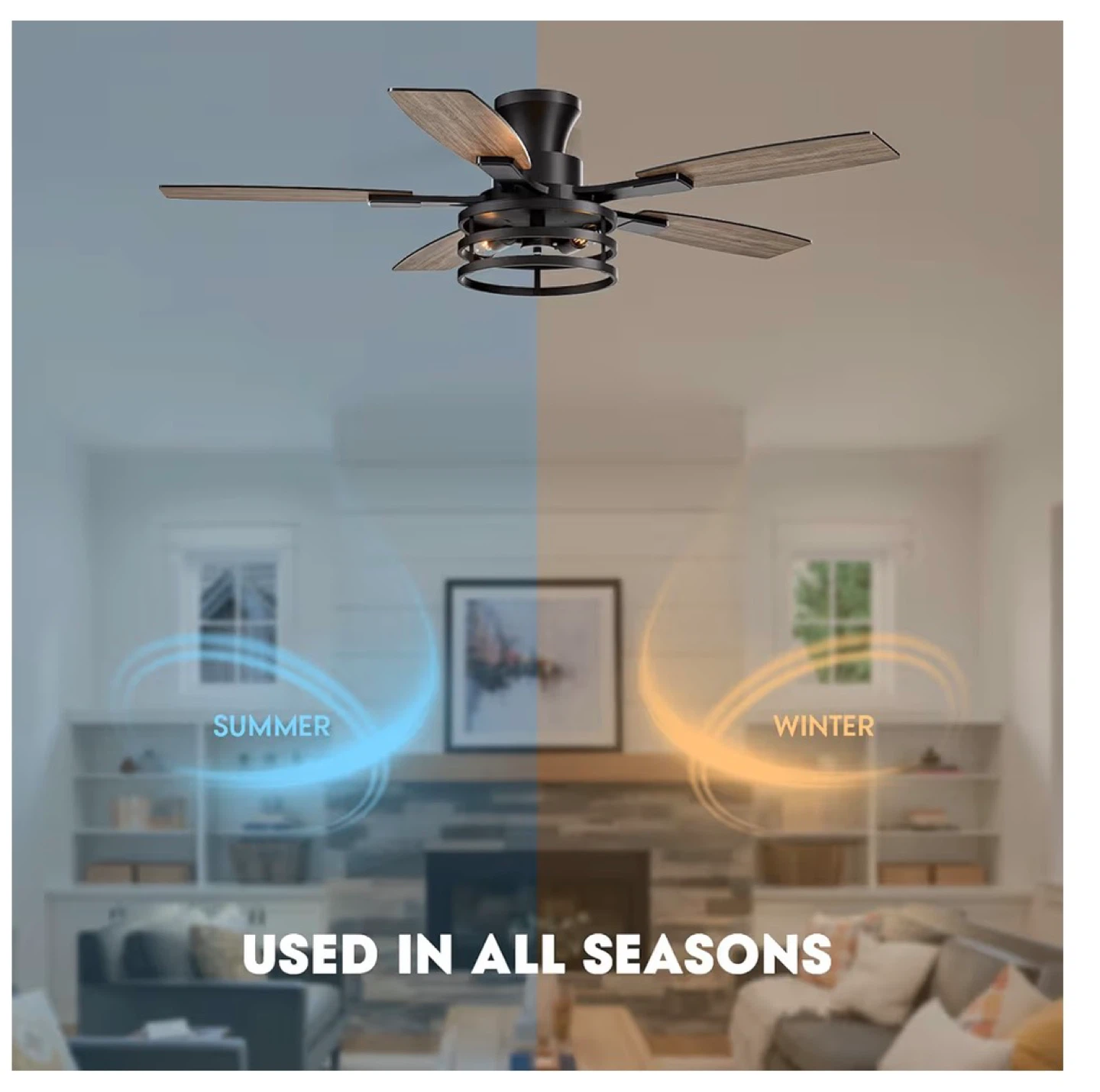 46 Inch Flush Mount Ceiling Fan with Lights & Remote 4F6 - photo 3