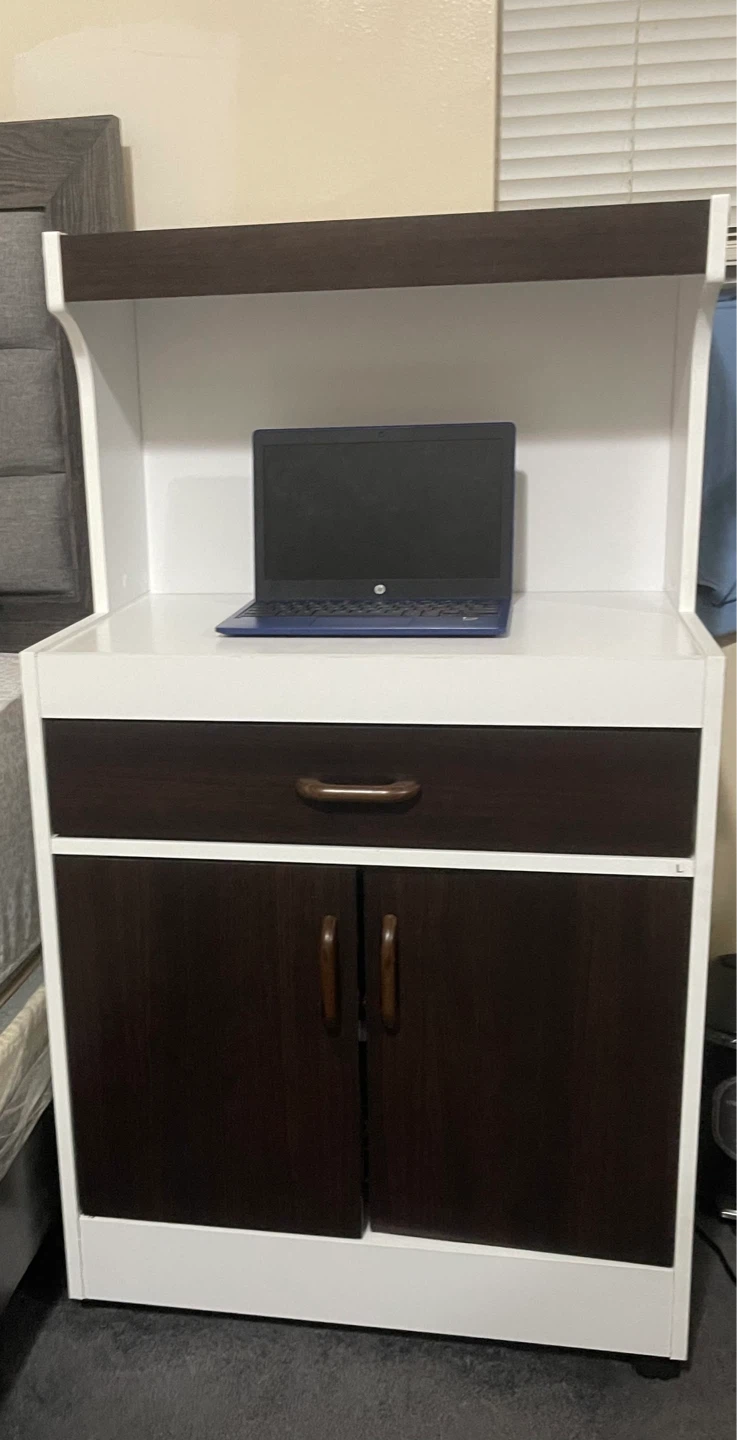 White and Dark Brown Storage Cabinet