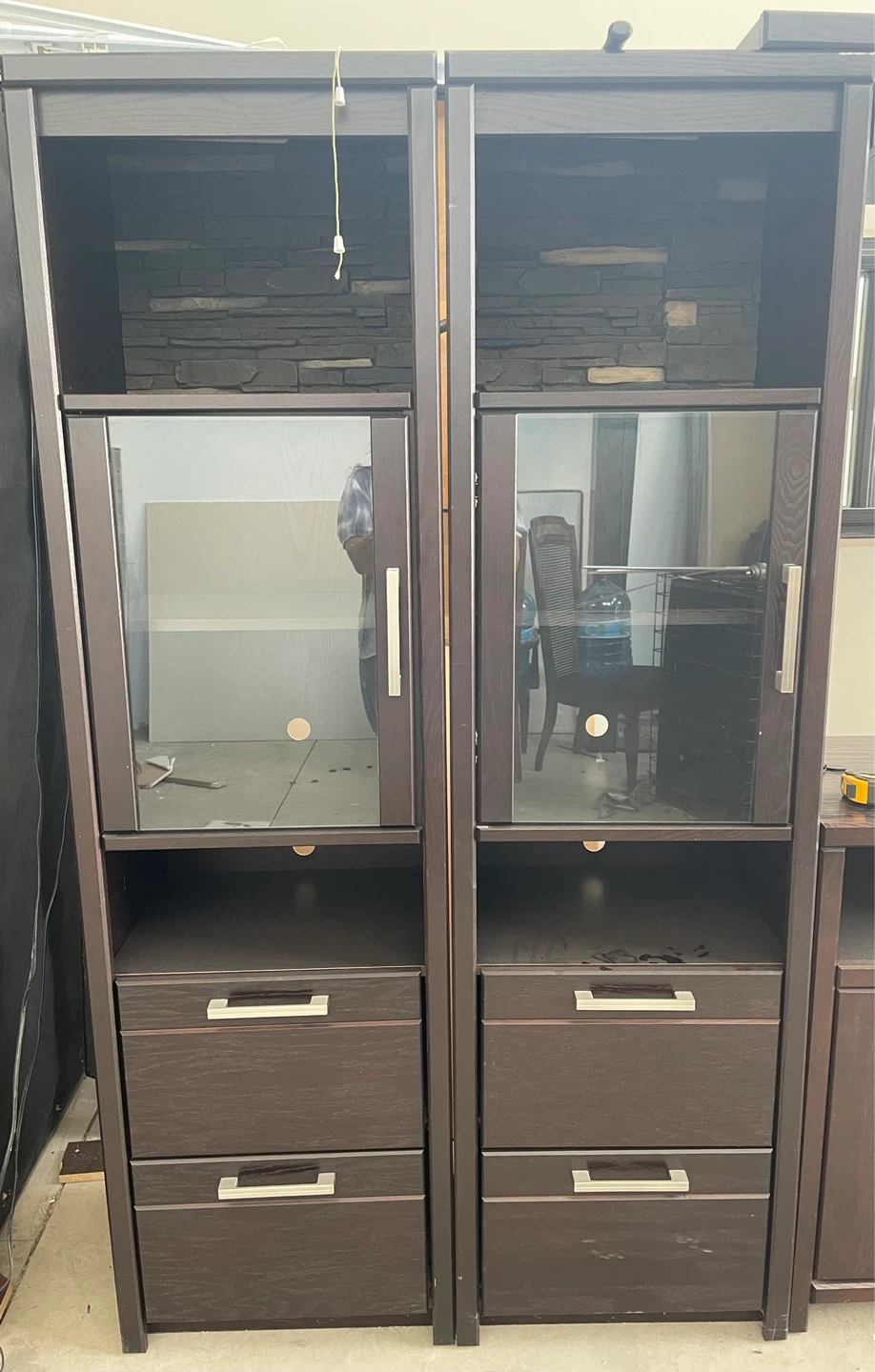 Dark Brown Entertainment Unit with Glass Doors - photo 5