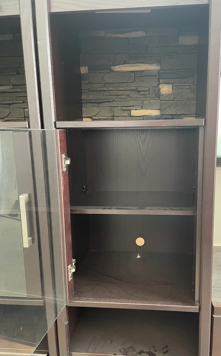 Dark Brown Entertainment Unit with Glass Doors - photo 3