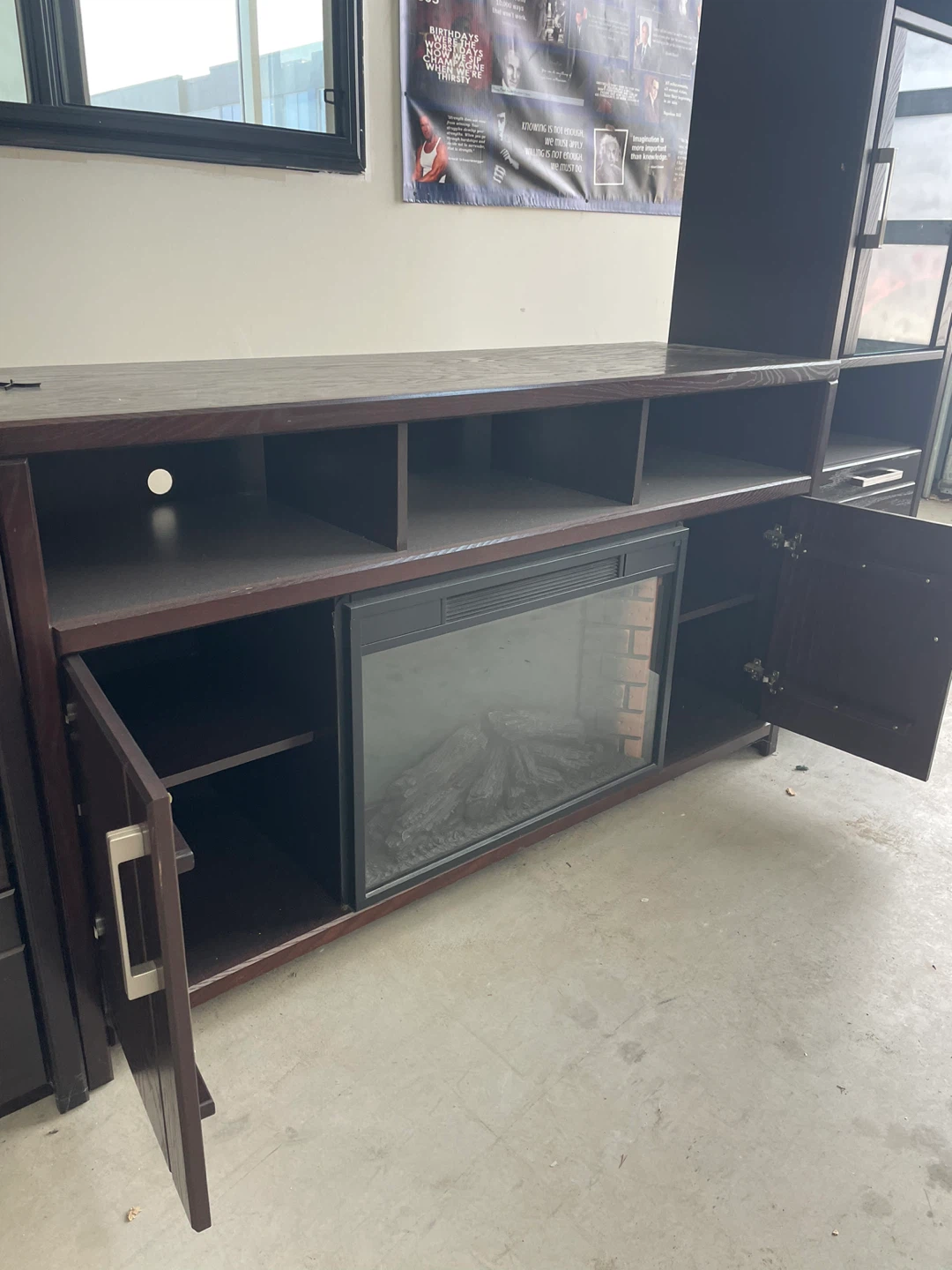 Dark Brown Entertainment Unit with Glass Doors - photo 4