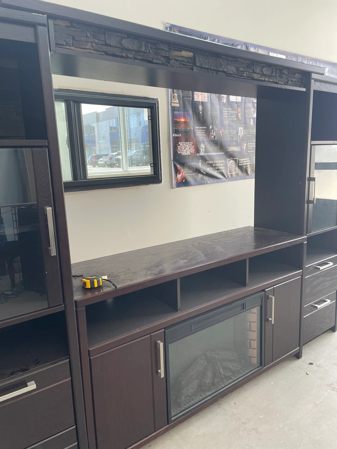 Dark Brown Entertainment Unit with Glass Doors - photo 2