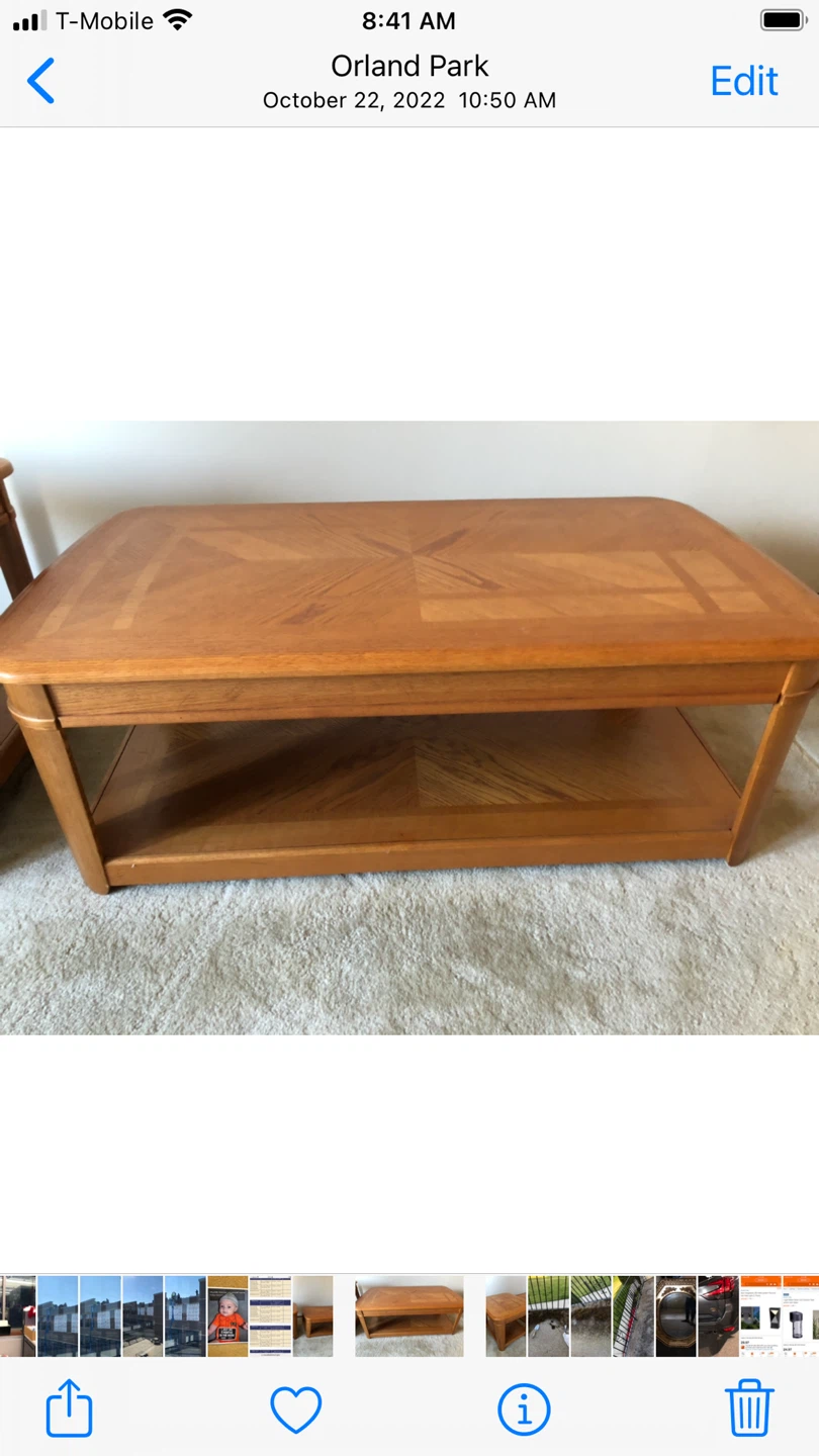 Wooden Coffee Table with Matching End Table