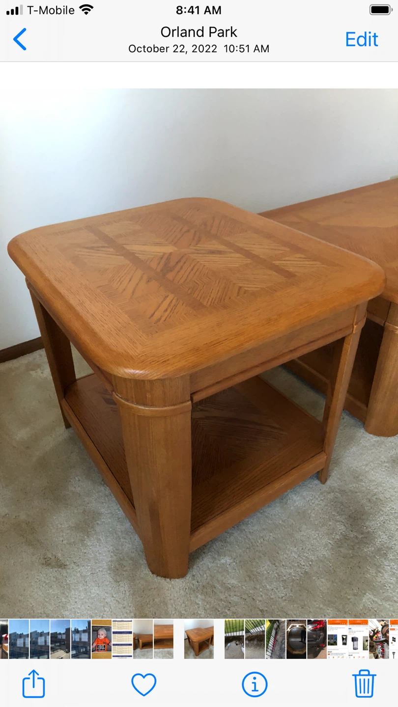 Wooden Coffee Table with Matching End Table - photo 2