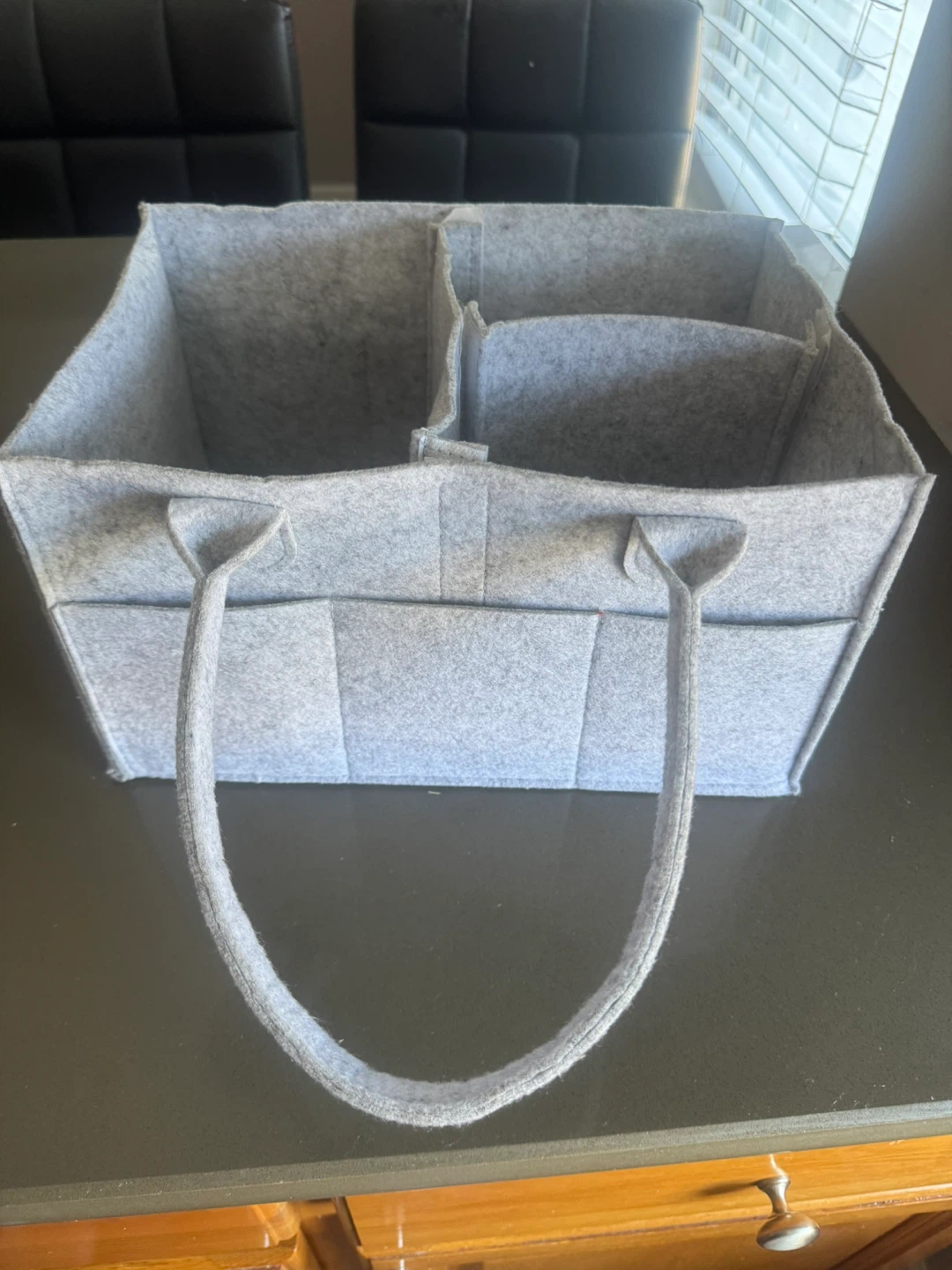 Grey Felt Diaper Caddy Organizer Bag