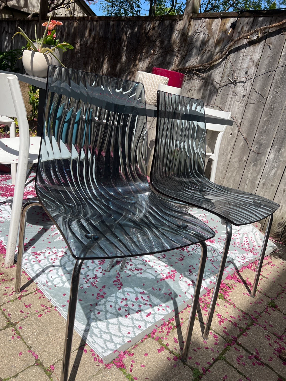 Set of 2 Dark Grey Acrylic Accent Chairs