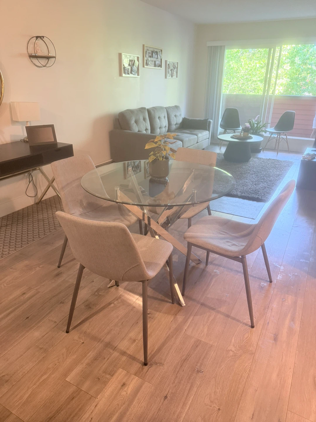 Glass Dining Table with 4 Chairs