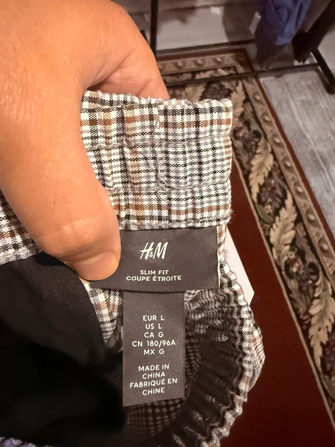 H&M Slim Fit Plaid Pants - Size L - photo 4