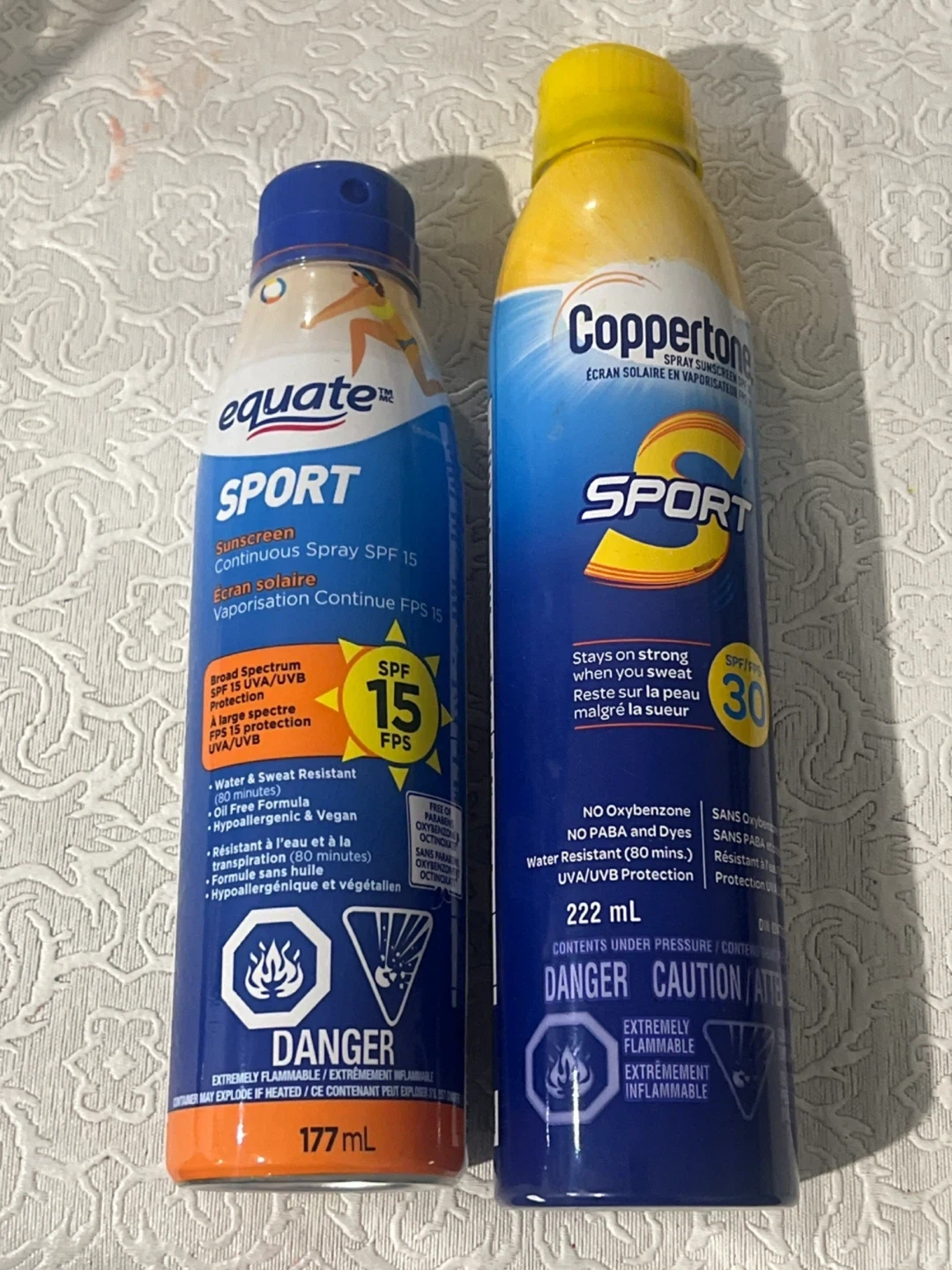 Equate Sport SPF 15 & Coppertone Sport SPF 30 Sunscreens