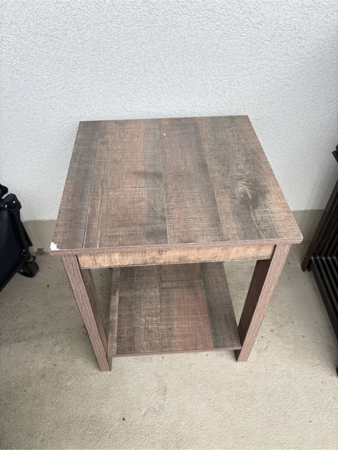Rustic Wood End Table with Shelf - photo 2