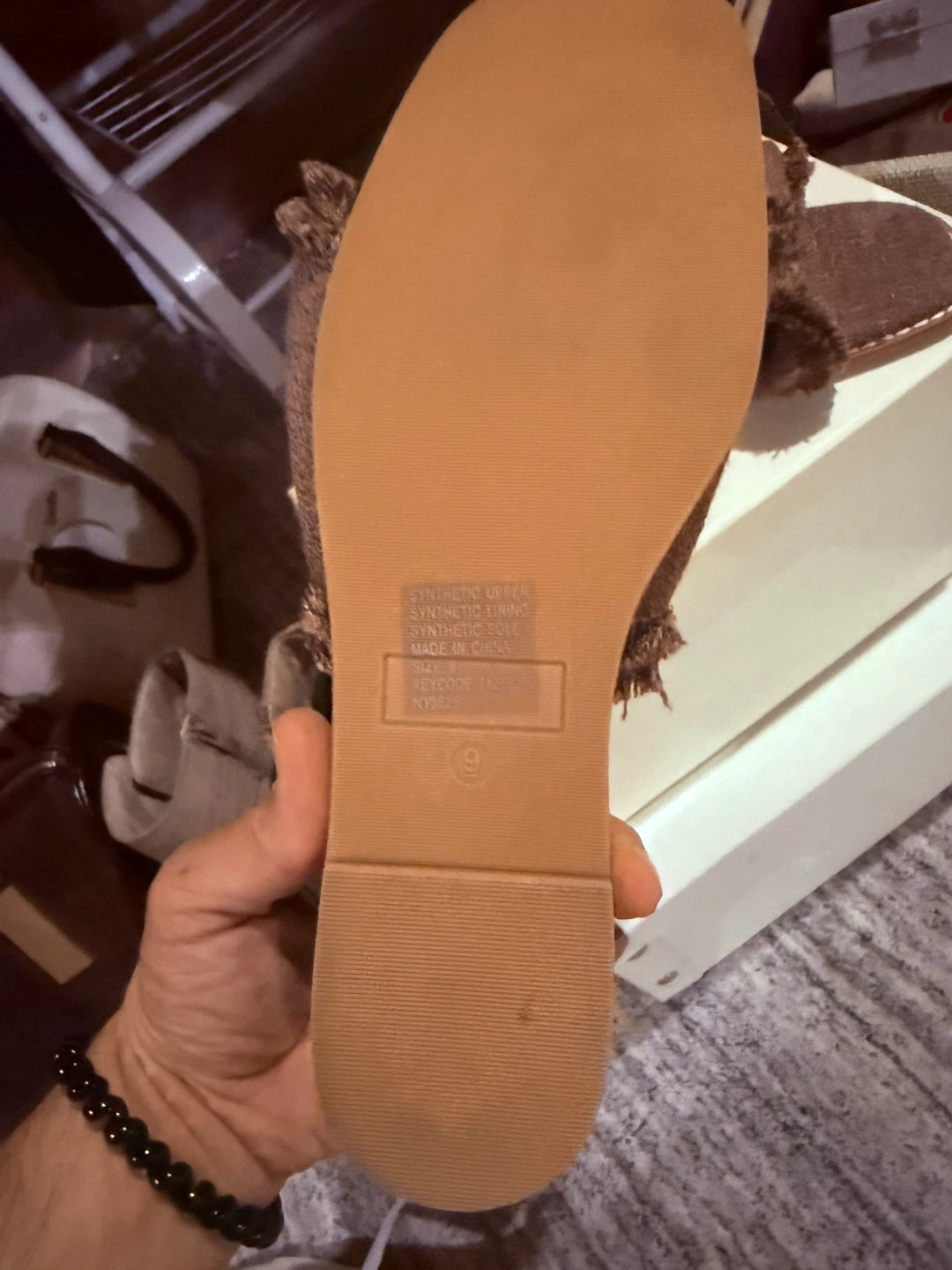 Target Woman LuxeBase Brown Fringed Slides - Size 9 - photo 2