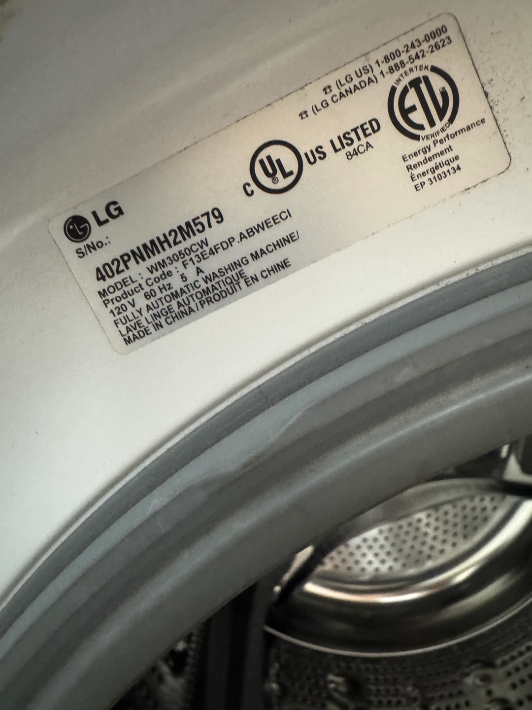 LG Front Load Washing Machine WM3080CW - photo 2