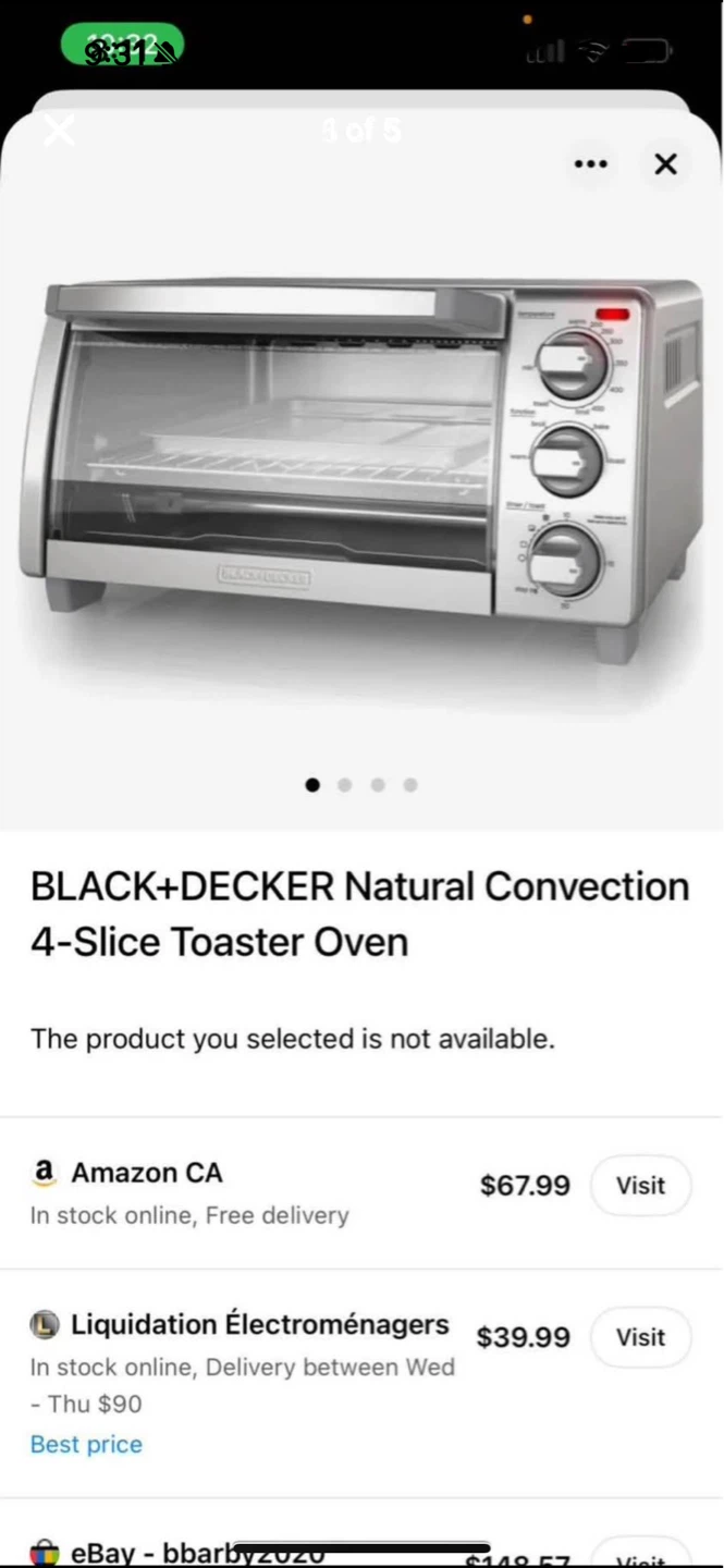 BLACK+DECKER Natural Convection 4-Slice Toaster Oven