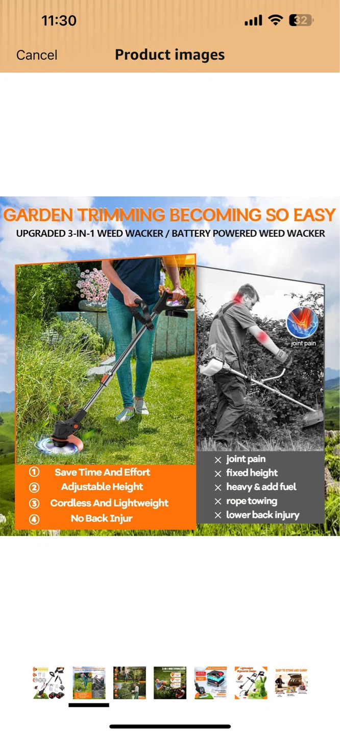 3-in-1 Cordless Electric Weed Trimmer/Edger/Brush Cutter - photo 4