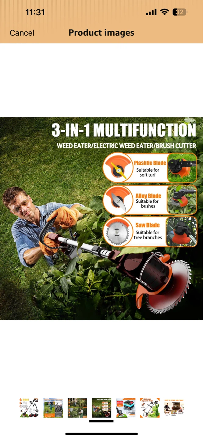 3-in-1 Cordless Electric Weed Trimmer/Edger/Brush Cutter - photo 3